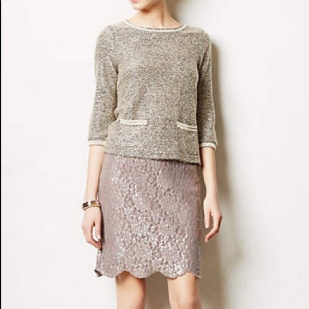 📀 Sequin Midi Pencil Skirt // Scallop Hem